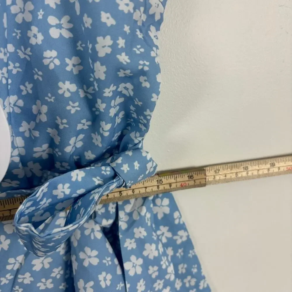 Princess Polly Caesura Dress Blue Floral Wrap Skirt Size 12 NWT- Feminine Girly